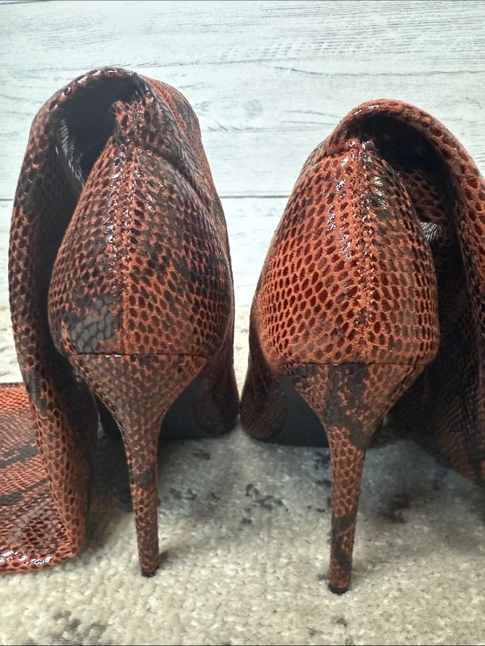NWOT Fashion Nova Knee-High Snake-Print Boots in Brown